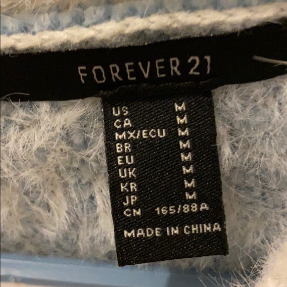 Forever 21 Blue and White Fuzzy Sweater - Picture 2 of 5